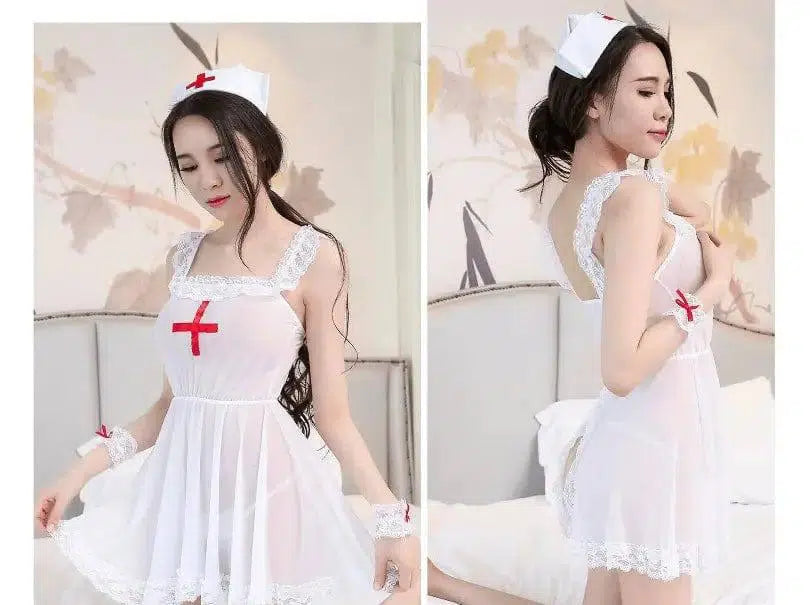 lingerie lace transparent nurse uniform maid-1