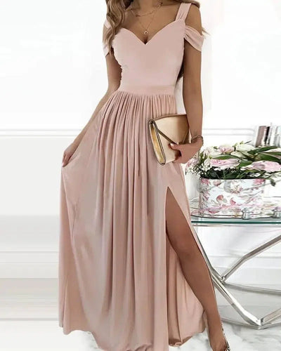 Long Floor Length Elegant Greek Style Chiffon Pleated Dress-Lotus color-12