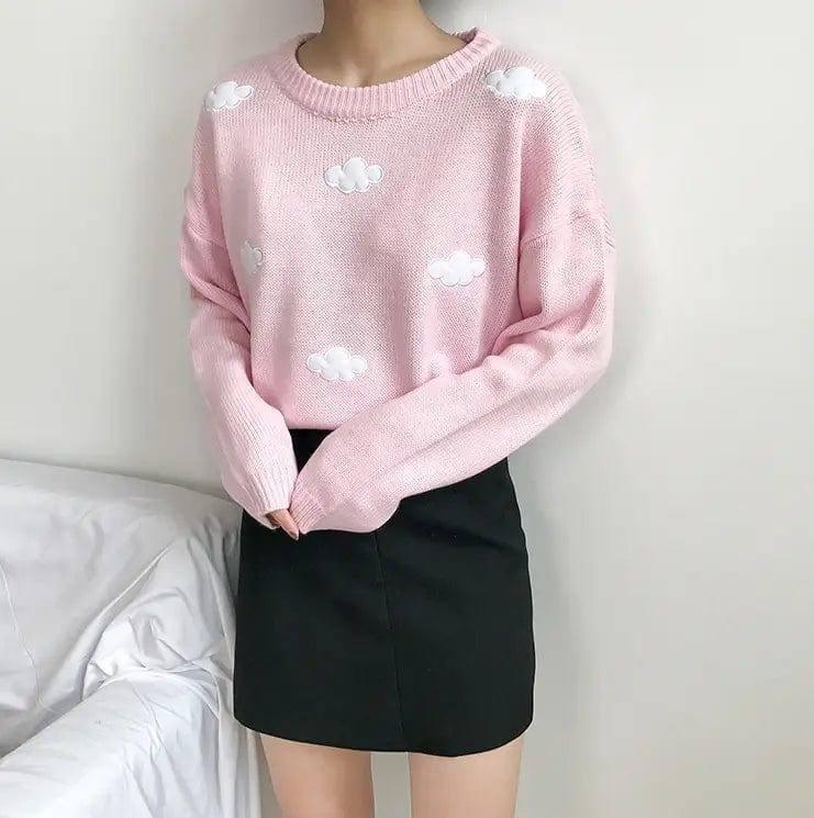 Loose cloud sweater sweater-Pink-7