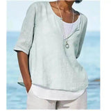 LOVEMI - Lovemi - All-match Women's Mid-sleeve V-neck Solid Color