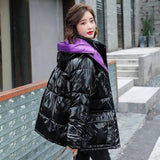 LOVEMI - Lovemi - Casual fashion contrast color shiny down coat