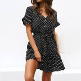 LOVEMI - Lovemi - Casual polka-dot high-rise strap V-neck chiffon