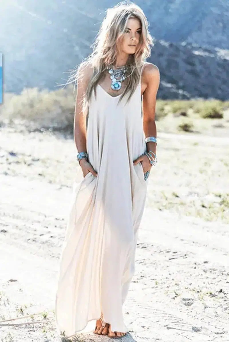 Chic Summer Beach Dress: Strapless & V-Neck-7