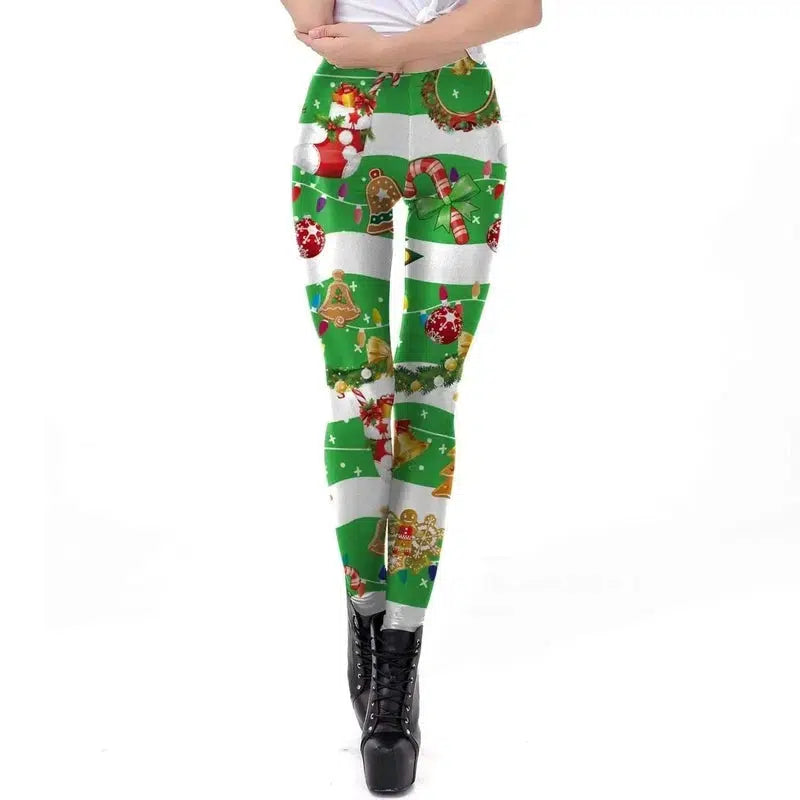 Christmas digital print tight leggings-B Style-9