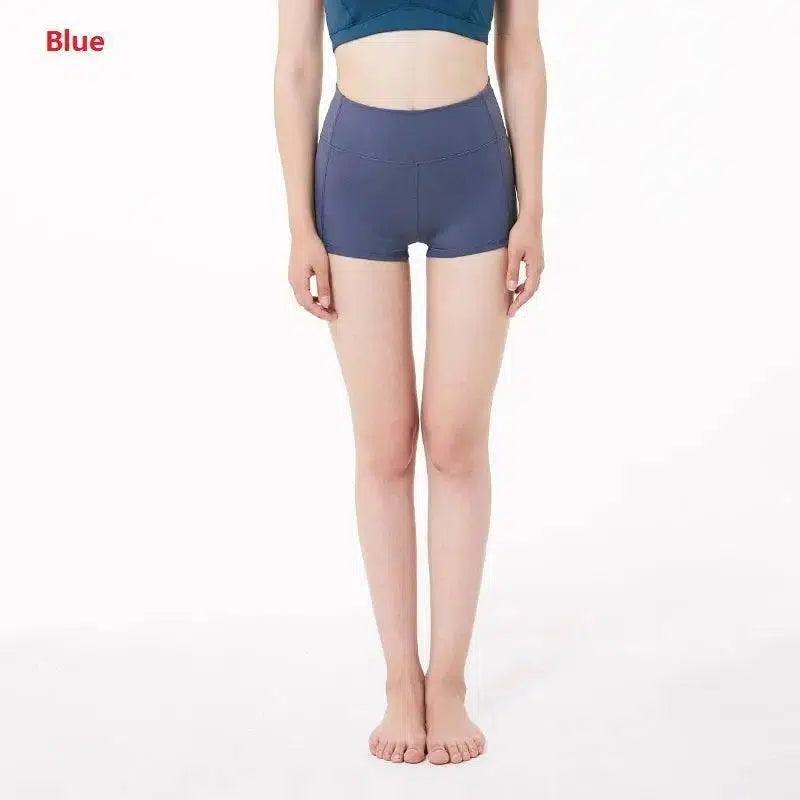 Coloravlue Soft Nylon Fitness Jogger Shorts Women High Waist-Blue-23