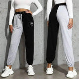 LOVEMI - Lovemi - Contrasting Color Drawstring Sweatpants