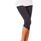 Cropped Pleated Cotton Plus Size Leggings-Black-1