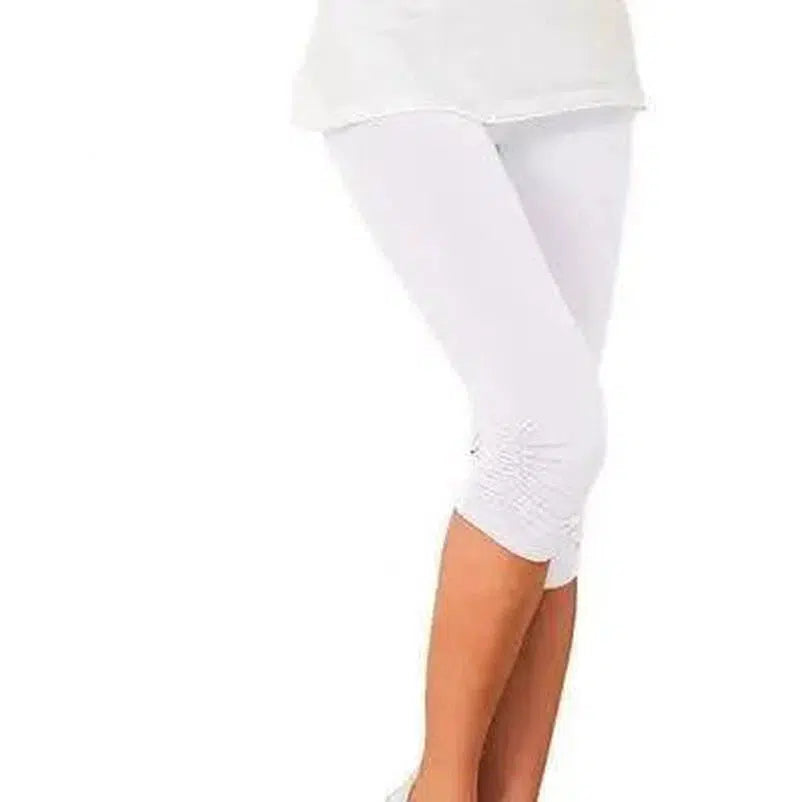 LOVEMI - Lovemi - Cropped Pleated Cotton Plus Size Leggings