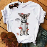 Cute Dog Print Casual T-Shirt for Summer-White2-3