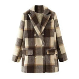 LOVEMI - Lovemi - Double-breasted woolen plaid blazer