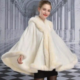 LOVEMI - Lovemi - Double-layer Hooded Cloak Rex Rabbit Fur Collar