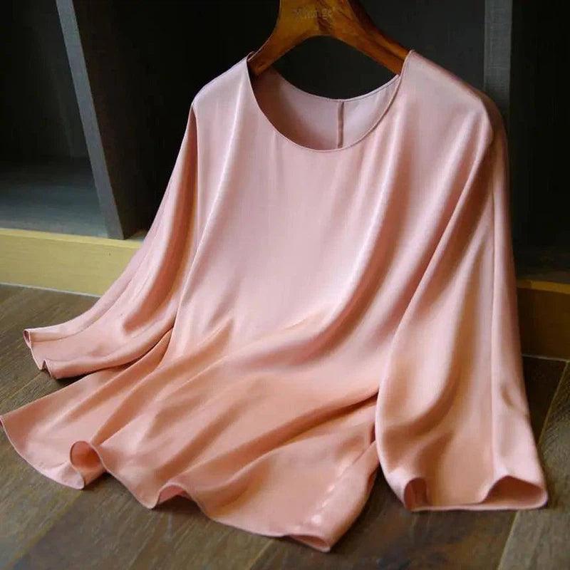 Elegant Women's 3/4 Sleeve Blouse-Pink-3