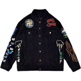 Embroidered Denim Jackets for Women-Black-1