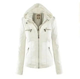 Europe Hot Removable Solid Mens Leather Jacket Lapel Ms.-White-5