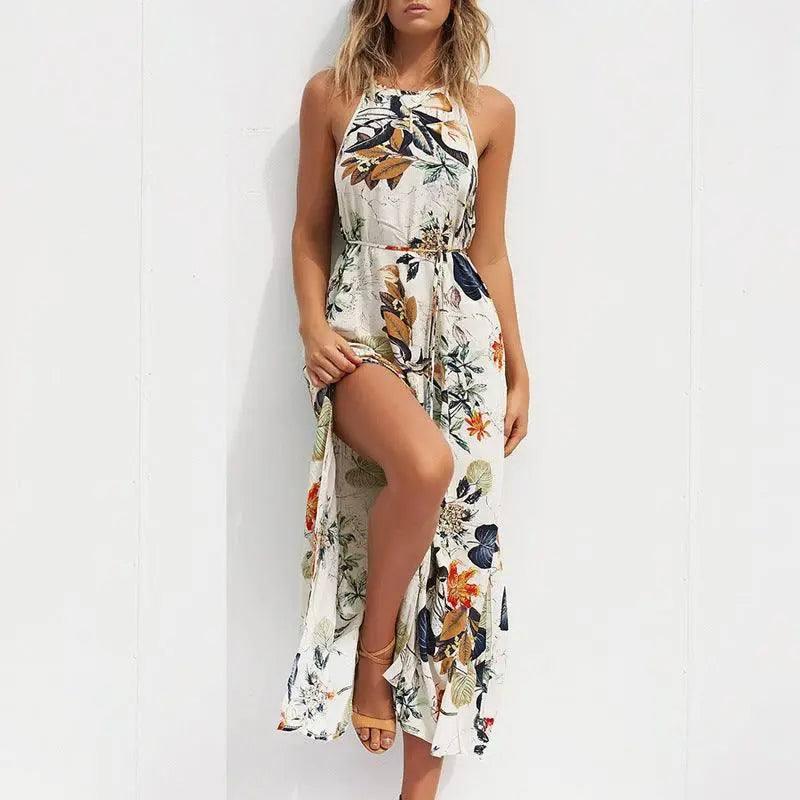 European and American sling cotton printed long beach dress-Picturecolor-12