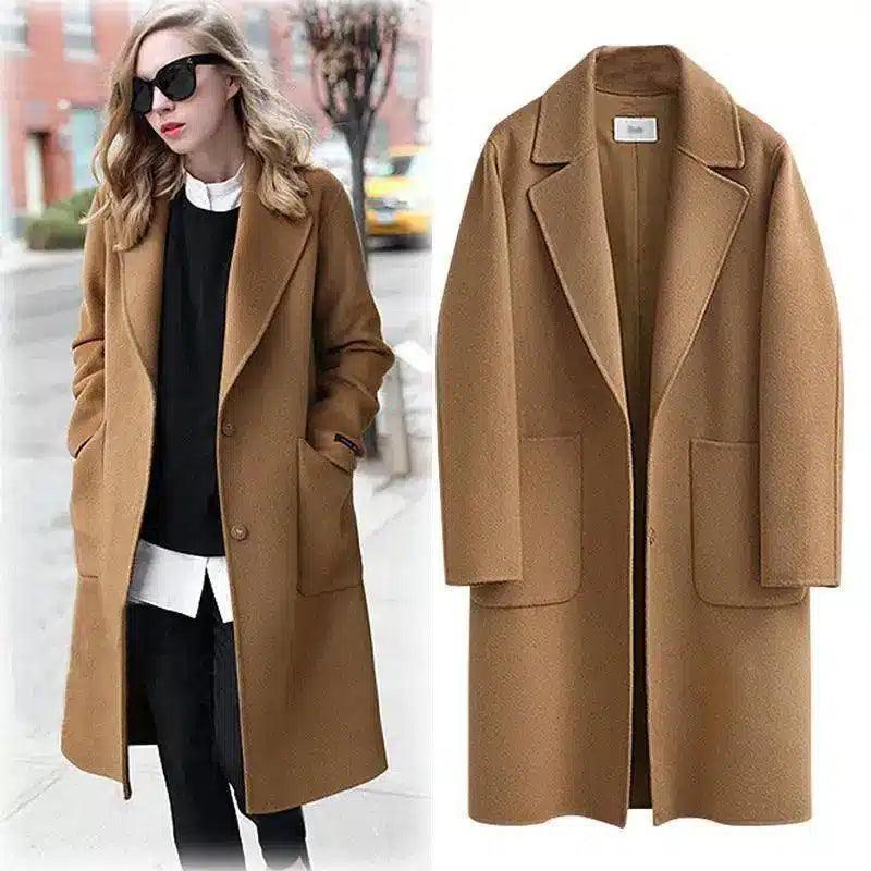 Explosion style women's woolen coat mid-length-1