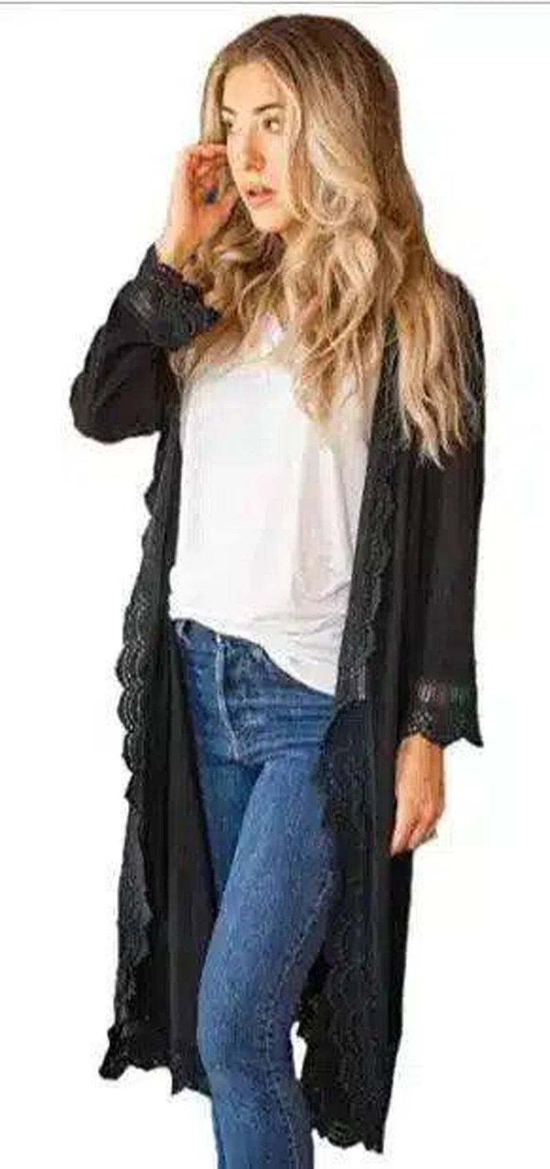 LOVEMI - Lovemi - Explosive Knitted Long Lace Cardigan