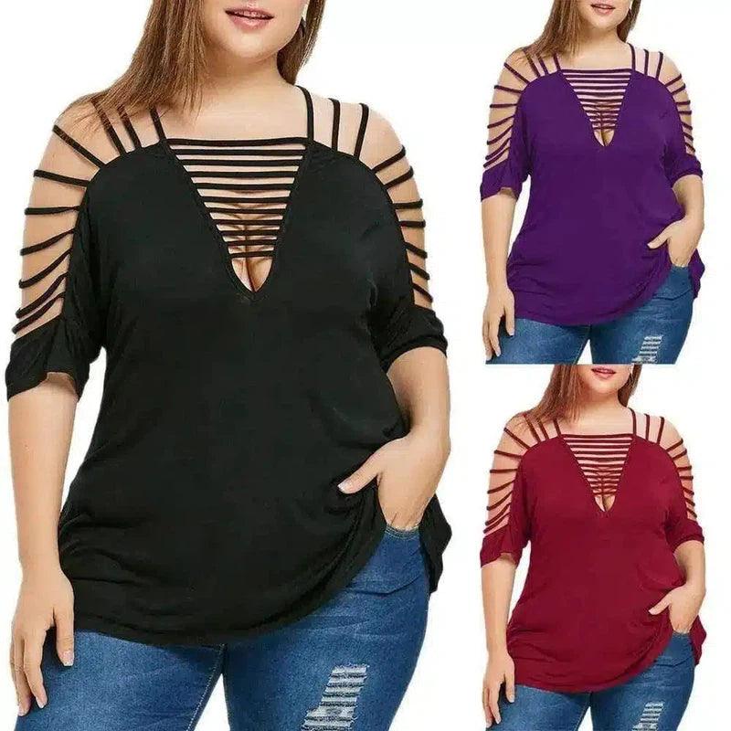 Women's Strappy Cutout Sleeve Casual Top-1