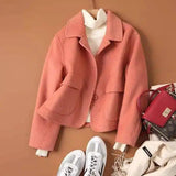 LOVEMI - Lovemi - Fashion Pure Color Woolen Coat Women Short