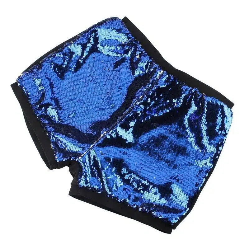 Female sequin shorts-Bluesilver-22