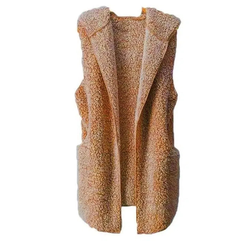 Fleece plush vest-Brown-7