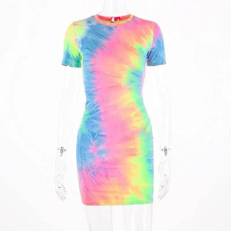 Fluorescent Camouflage Sling Dress-Multicolour-15