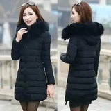 Fur collar mid-length thick down cotton-1