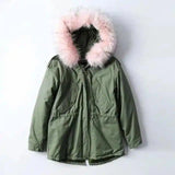 Fur Hooded Parka-Green-2