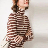 Warm Striped Turtleneck Sweater-Caramel white-6