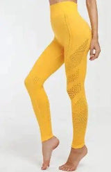 High stretch fitness pants seamless yoga pants-Yellow-7