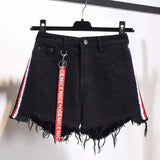 High waist denim shorts female summer dress fat mm loose 200-Black-12