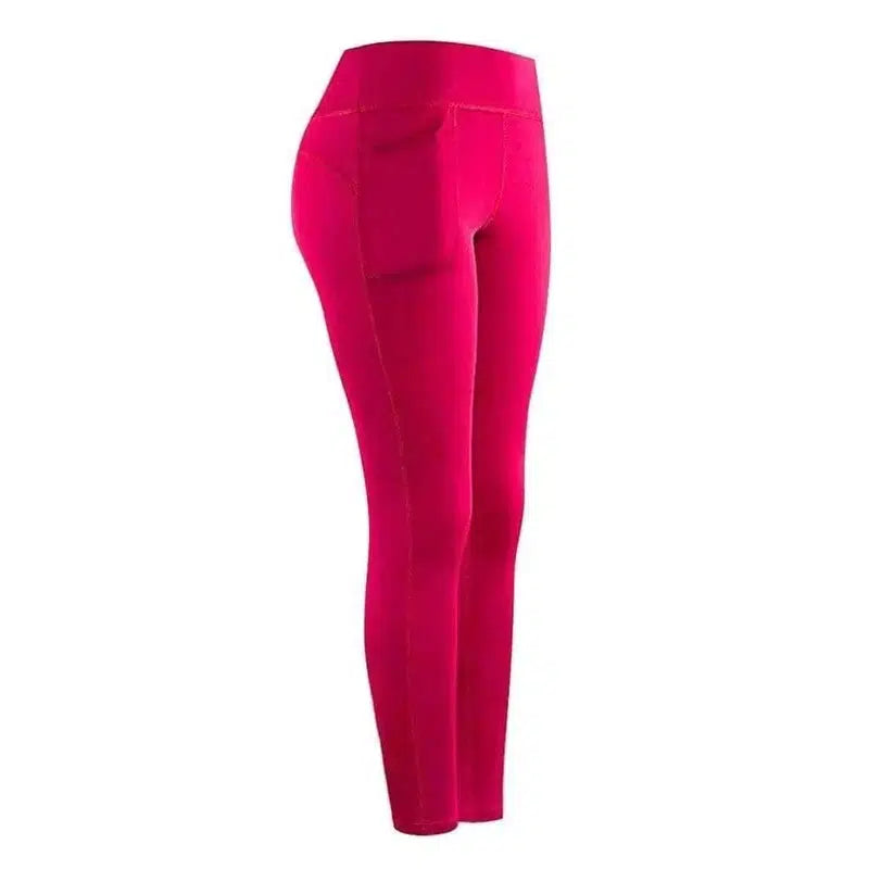 Hip pocket yoga pants-Red-3