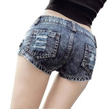 Hollowed-out denim shorts-5