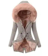 LOVEMI - Lovemi - Hooded Drawstring Plush Jacket Women