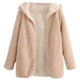 Hooded lamb fur coat loose texture female coat-Beige-2