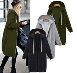 Hooded long-sleeved winter sweater women's jacket in a long-1