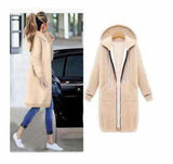 Hooded long-sleeved winter sweater women's jacket in a long-Beige-4