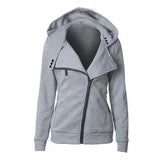 Women's Zip-Up Hooded Jacket with Pockets-Grey-3