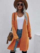 Women's Long Knit Cardigan Sweater-Yellow-5