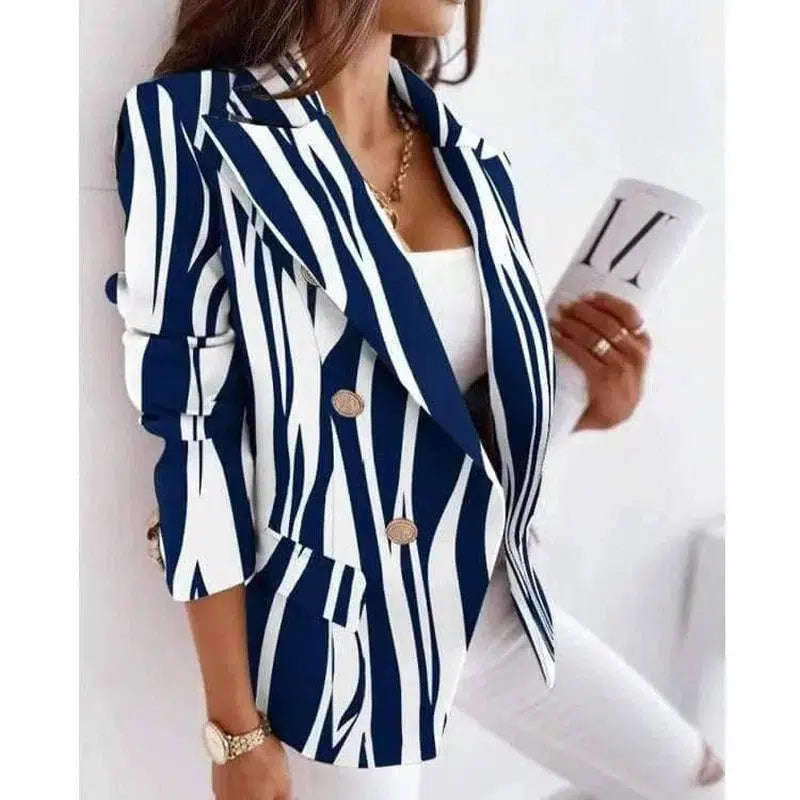 Long-Sleeved Double-Breasted Fashion Print Suit-10color-2