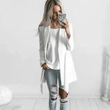 Women's Long Sleeve Cardigan & Ripped Jeans-1