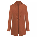 Chic Plus Sized Longline Blazer for All Seasons-Caramel-3