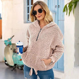 Loose Plush Pullover Socket Solid Color Sweater Coat Women's-Pink-7