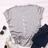 Loose Round Neck and Short Sleeve T-shirt Blouse-Light Grey-7