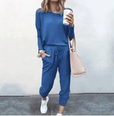 LOVEMI - Lovemi - Loose Solid Color Long Sleeve Casual Set