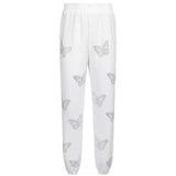 Women's Butterfly Embroidered Tracksuit Set-Pants white-3