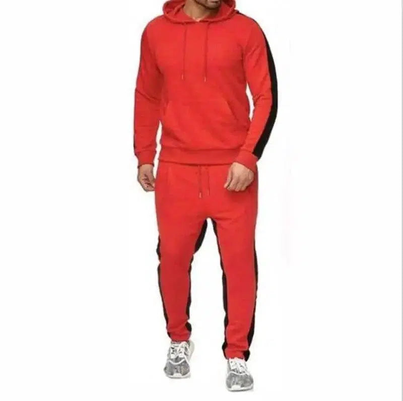 Men's hoodie suit patch strips-Red-5