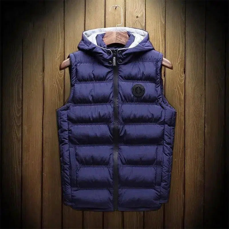 Men'S Plus Size Waistcoat Thick Cotton Vest Plus Cotton Vest-Dark Blue-3