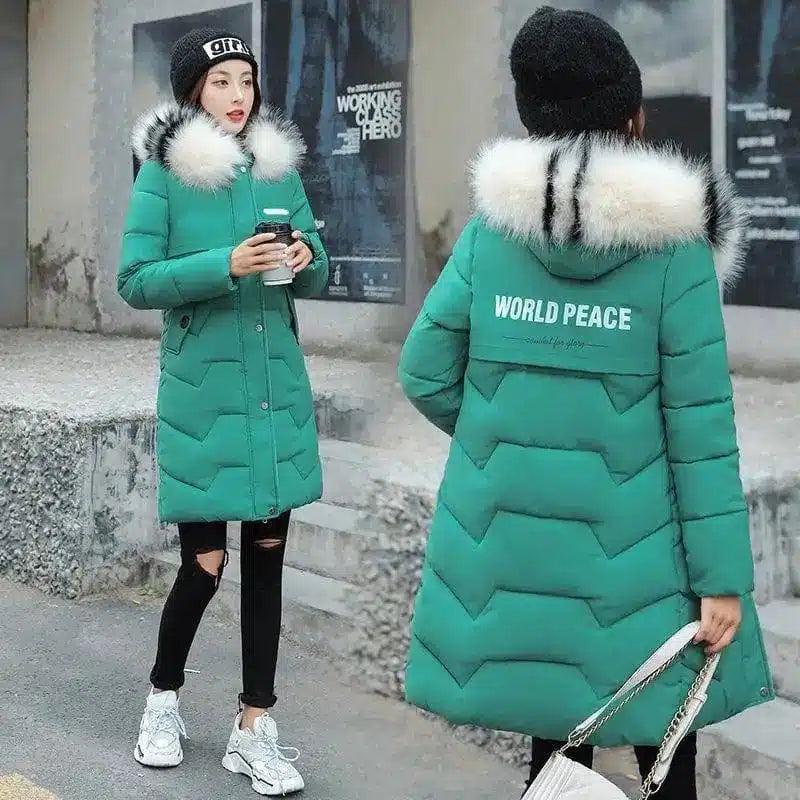 Mid-length Down Padded Jacket Slim And Thick-Green-2