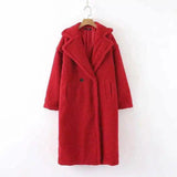 Women's Faux Fur Winter Coat-Red-2